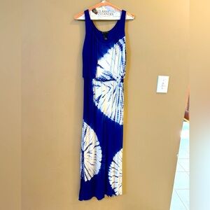 INC International Concepts Navy and White Maxi Dress